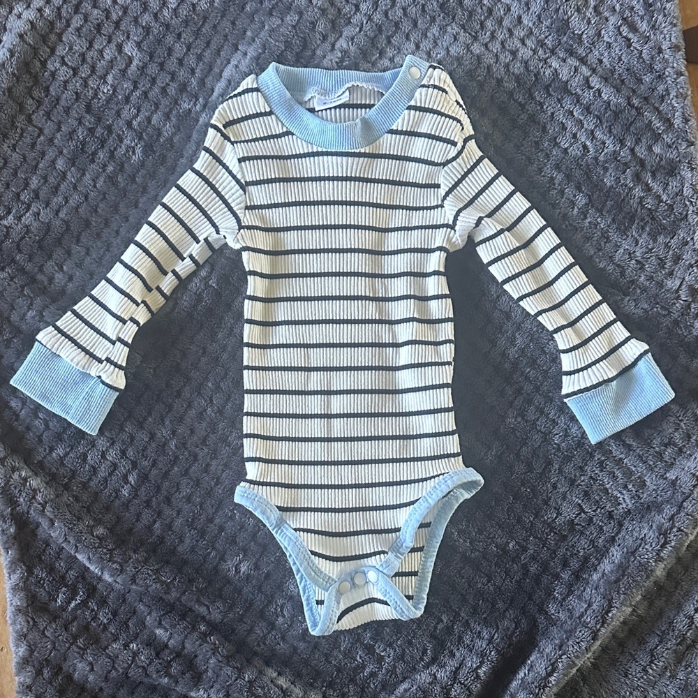 Striped Blue and White Kids One Piece